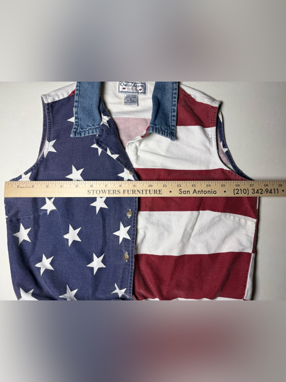 Quiz Jeans Vintage Americana US Flag Tie Front Crop Top Size M 100% Cotton - Picture 3 of 6